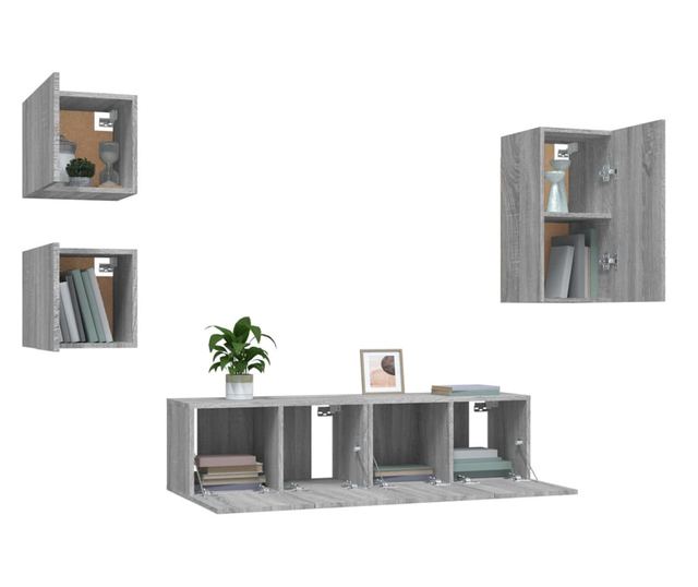 Set TV omar, 5 delov, siva sonoma, obdelano leso