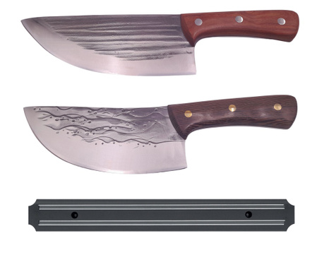 IdeallStore® кухненски комплект, два ножа за готвачи и магнитна стойка, неръждаема стомана
