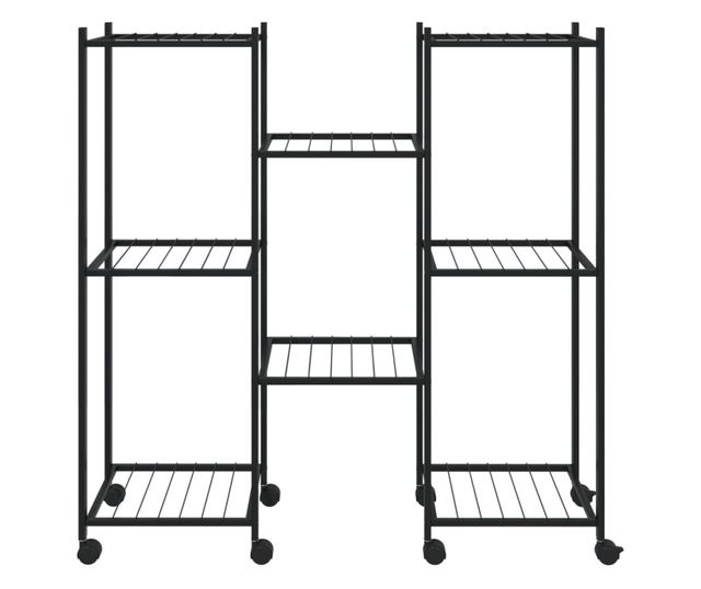 Stalak za cvijeće s kotačima 83 x 25 x 83,5 cm crni željezni