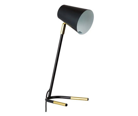 Настолна лампа за бюро, Бутон за включване/изключване, Кабел 150 см, Метал, Пластмаса, 15х17х35см, Черен/Златен