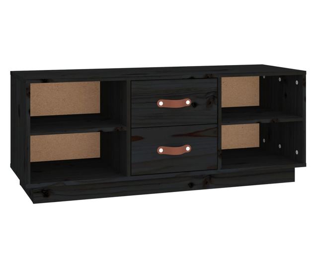 TV komoda, črna, 100x34x40 cm, masivno borovo leso