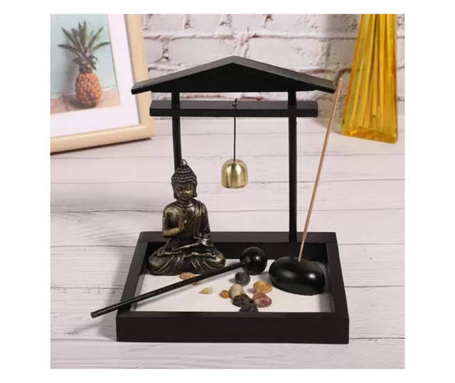 Декоративен комплект Zen Garden със свещник и ароматни пръчици със статуетка на Буда