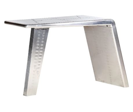 Stůl, design letadla, stříbrný, 112 x 50 x 76 cm, kov