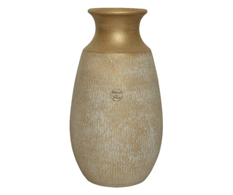 Vaza ceramica aurie, handmade, 22x40 cm