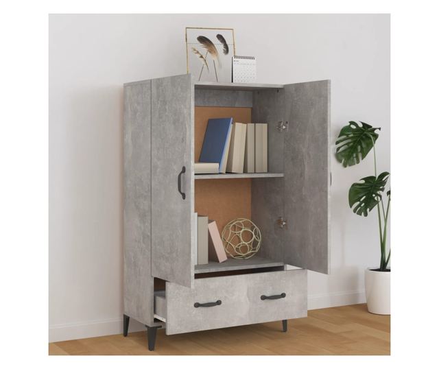 Visoka omarica betonsko siva 70x31x115 cm konstruiran les