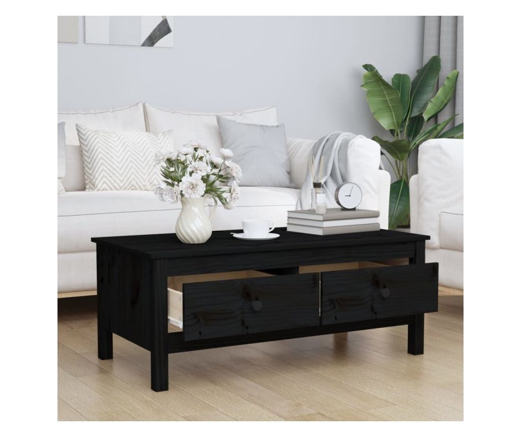 Kavni mizici, črna, 100x50x40 cm, masivna borovina - 3