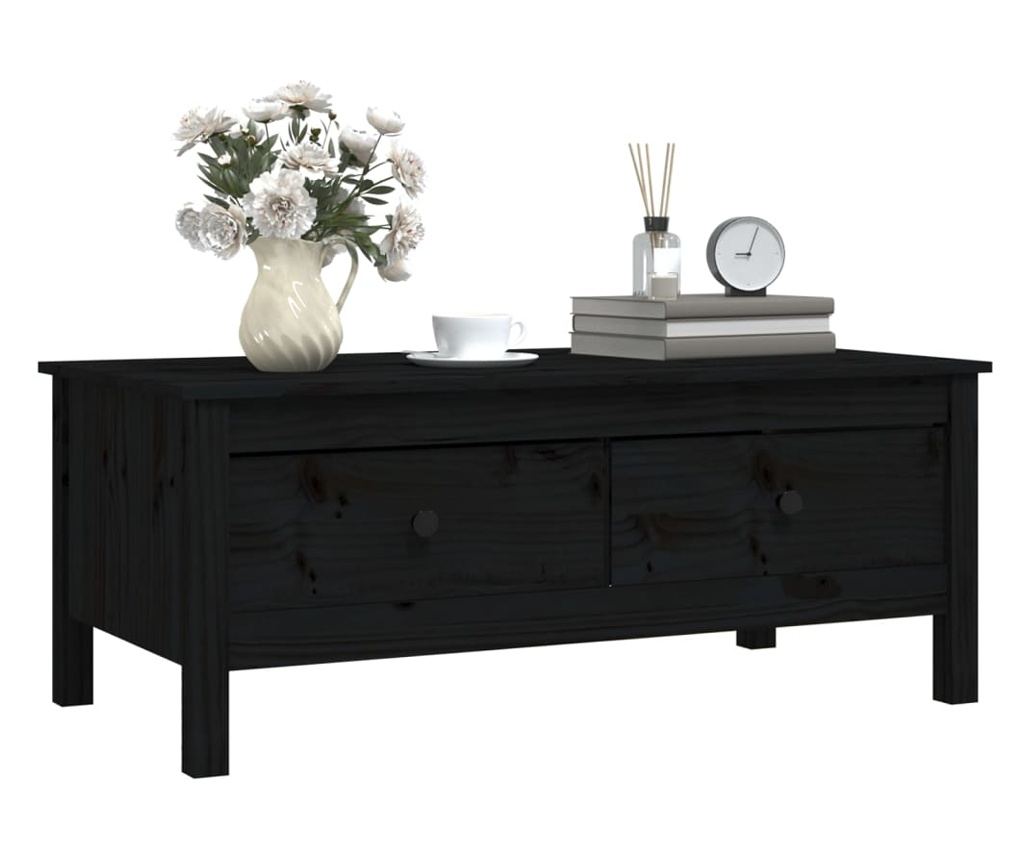 Kavni mizici, črna, 100x50x40 cm, masivna borovina - 4