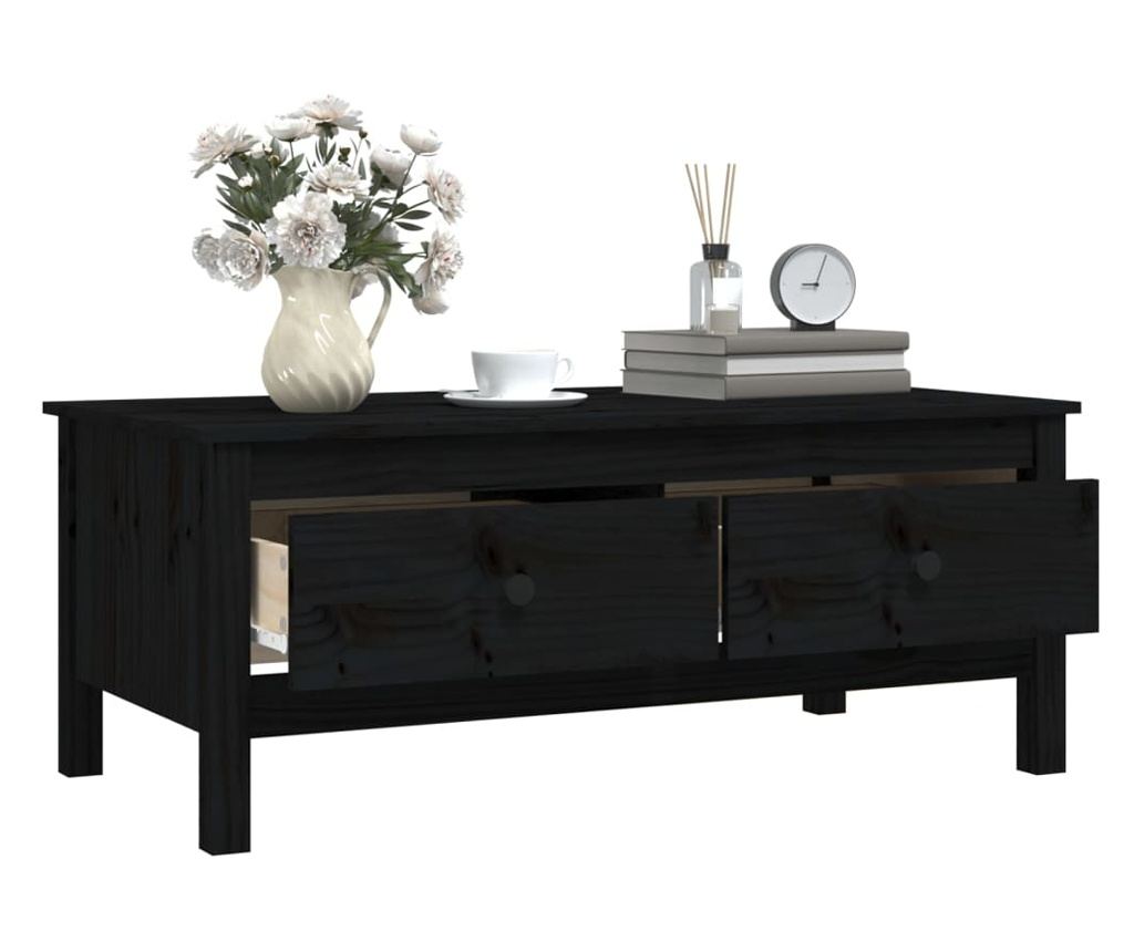 Kavni mizici, črna, 100x50x40 cm, masivna borovina - 5