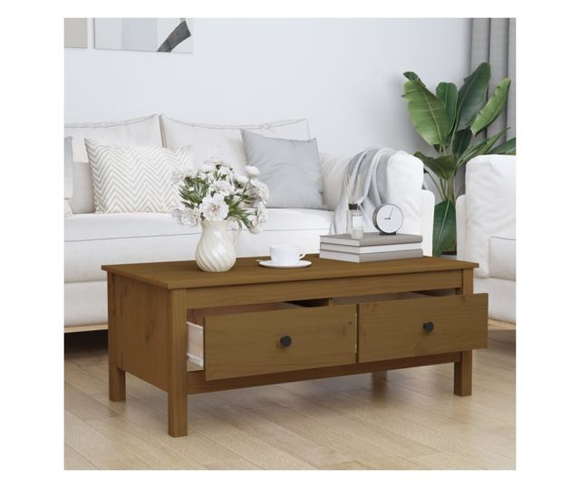 Kavni mizici, medena rjava, 100x50x40 cm, masivno borovo leso