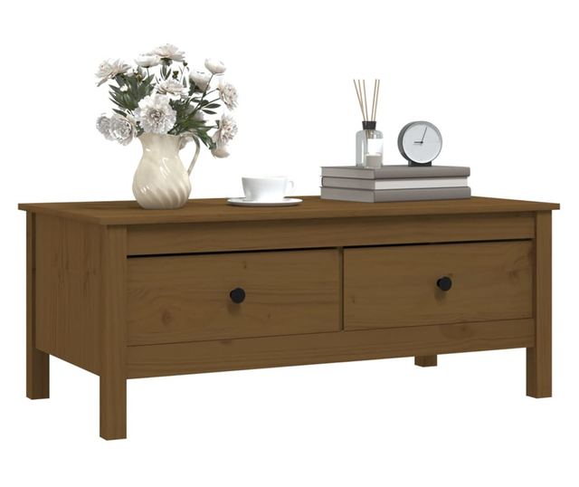 Kavni mizici, medena rjava, 100x50x40 cm, masivno borovo leso