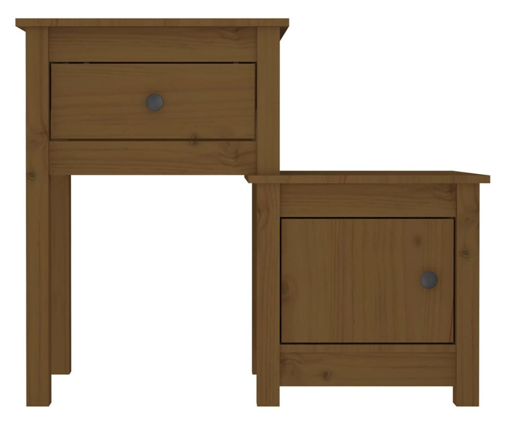 Κομοδίνο, καφέ μέλι, 79.5x38x65.5 εκ., μασίφ ξύλο πεύκου - 4