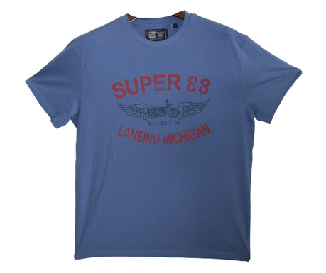 Tricou, Fashion House, cu imprimeu logo Super 88, Albastru, M, 2XL