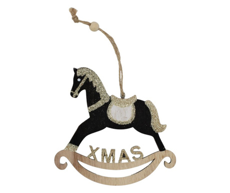 Ornament din lemn - Balansoar căluț XMAS, negru - House of Seasons