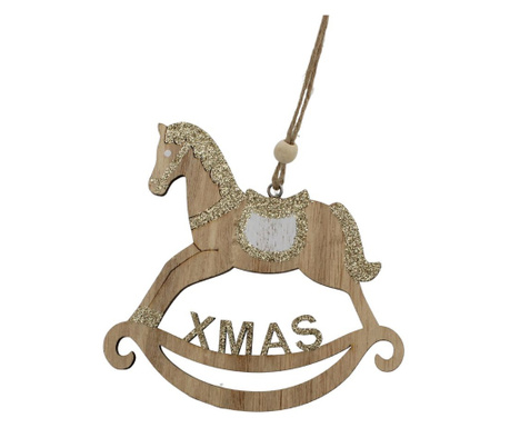 Ornament din lemn - Balansoar căluț XMAS, crem - House of Seasons