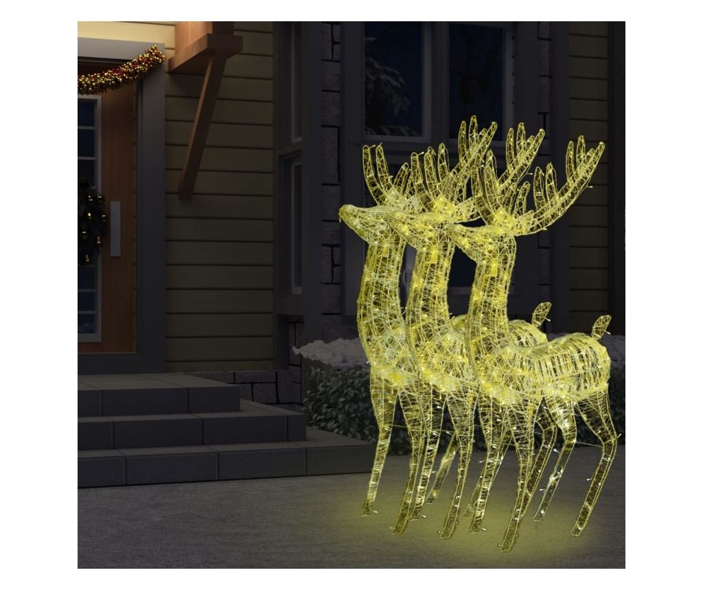 Χριστουγεννιάτικος Τάρανδος με 250 LED, 3 τεμ., Θερμό Λευκό, 180 εκ., Ακρυλικό XXL - 6