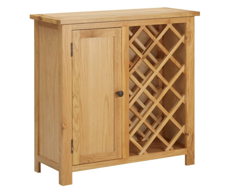 Шкаф за вино за 11 бутилки, 80x32x80 см, дъбов масив