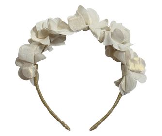 Bentita par, Accessorize, Pentru fete, Broderie cu flori textile, Pentru domnisoare de onoare, Alb ocru/Auriu metalizat