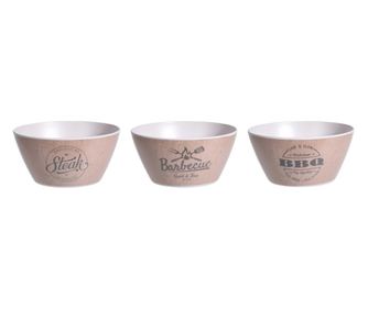 Σετ 3 μπολ Excellent Houseware, μελαμίνη, 14.5x7 εκ., καφέ