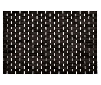 Covoras baie Palito Kleine Wolke, negru, din lemn de bambus, dreptunghiular, 50x70cm