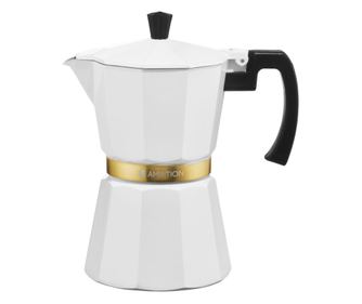 Espressor aragaz, 6 cesti, 300ml, aluminiu, alb, AMBITION Royal