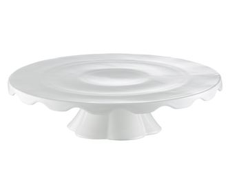 Suport tort cu marginea in jos 30cm, portelan alb, AMBITION Crema