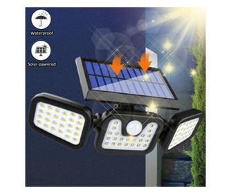 Соларна LED лампа, регулируема, модел TRIO, със сензор за здрач и сензор за движение