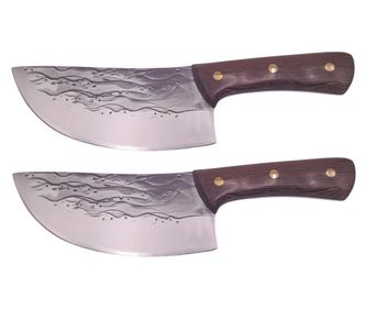 Комплект от два ръчно изработени ножа IdeallStore®, Wave Blade, 28 см, неръждаема стомана, кафяв