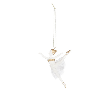 Ornament balerina cu agatatoare, alb, 7,5x1,5x10,5 cm