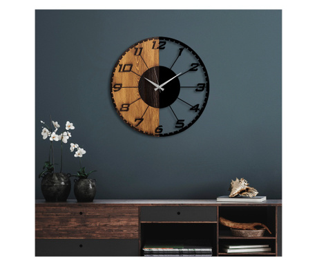 Ceas de perete din lemn Tanelorn, metal, 56x3 cm, multicolor