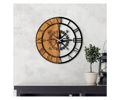 Ceas de perete din lemn Tanelorn, metal, 56x3 cm, multicolor