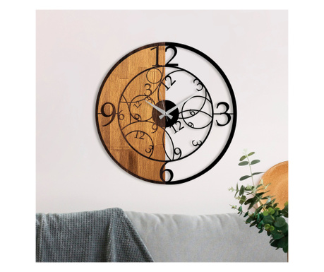 Ceas de perete din lemn Tanelorn, metal, 56x56 cm, multicolor