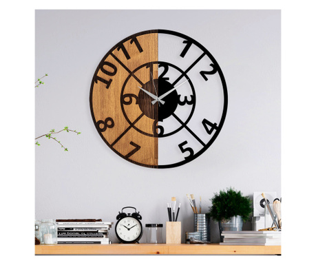 Ceas de perete decorativ din lemn Wooden Clock - 57, Nuc, 56x3x56 cm