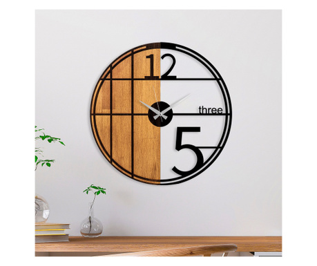 Ceas de perete decorativ din lemn Wooden Clock - 62, Nuc, 56x3x56 cm