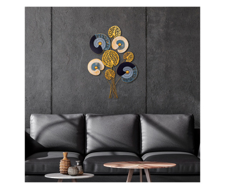 Decoratiune de perete Metal Grape Vine, Multicolor, 100x1x68 cm