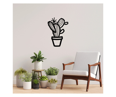 Decoratiune de perete Metal Cactus - 464, Negru, 70x1x49 cm