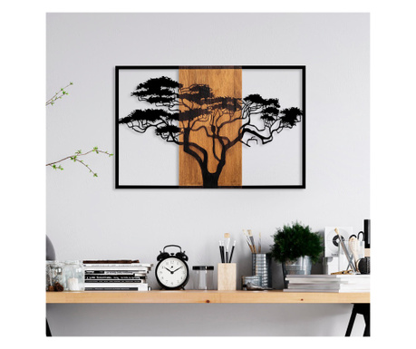 Decoratiune de perete lemn Acacia Tree - 388, Nuc, 58x3x90 cm