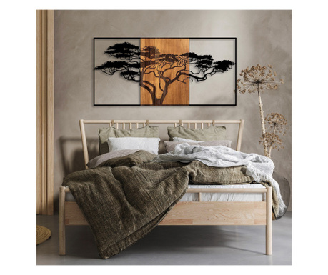 Decoratiune de Perete Lemn Acacia Tree, Negru, 70x3x147 cm