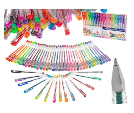 Комплект от 50 части, Разноцветни гел химикалки с блясък