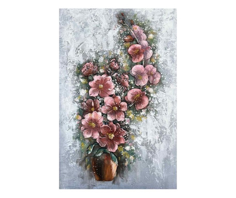Slika "Vaza sa ružičastim cvijećem" 80x120h cm sa 3D reljefom