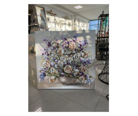 Картина "Flower basket" 80х80см с 3D релеф