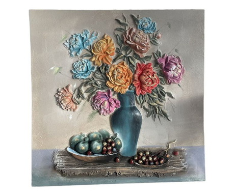 Slika "Plava vaza s cvijećem" 80x80h