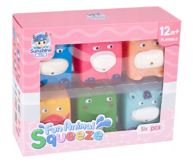 Set blocuri moi senzoriale animalute, 5 x 5 x 5 cm, 6 elemente, MalPlay 109424