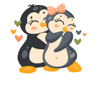 Sticker decorativ Valentine's Day, Pinguin, Multicolor, 75 cm, 1211ST