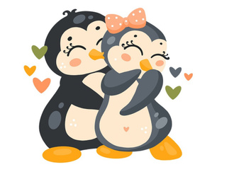 Sticker decorativ Valentine's Day, Pinguin, Multicolor, 75 cm, 1211ST