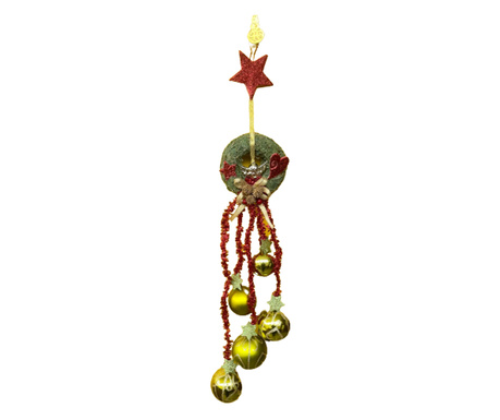 Decoratiune de Craciun, Handmade, Ornament de perete, 10x60 cm, Rosu cu sclipiciVerde crud stralucitor