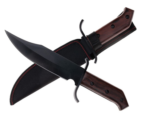 IdeallStore® vadászkés, Pilgrim Dagger, 33 cm, rozsdamentes acél, fekete, huzattal együtt
