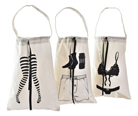 Пътническа Чанта DKD Home Decor Памук Бельо (30 x 1 x 40 cm) (3 броя)