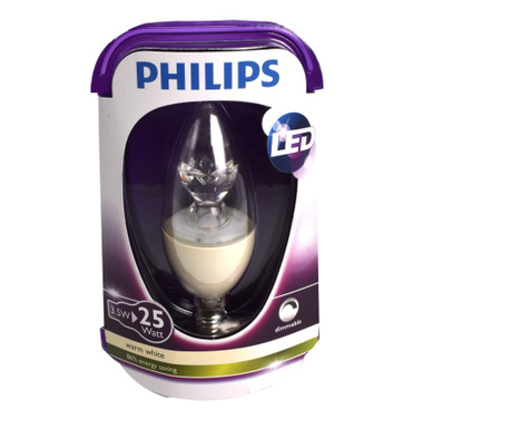 Bec LED Philips, E14, 3.5W, 250 lm, Clasa energetica A+, lumina alba calda (2700K)