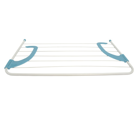 Uscator rufe cu sistem agatare pentru balcon sau calorifer, LifeTime Clean, 68 x 39 cm, albastru, 17775