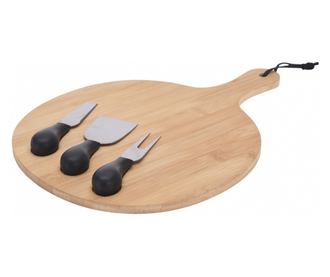 Platou servire branzeturi Excellent Houseware, bambus, 25 cm, maro/negru